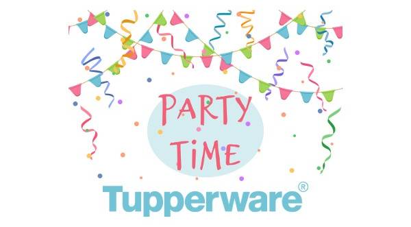 Grafik mit dem Schriftzug Party Time zum Thema Tupperparty online buchen